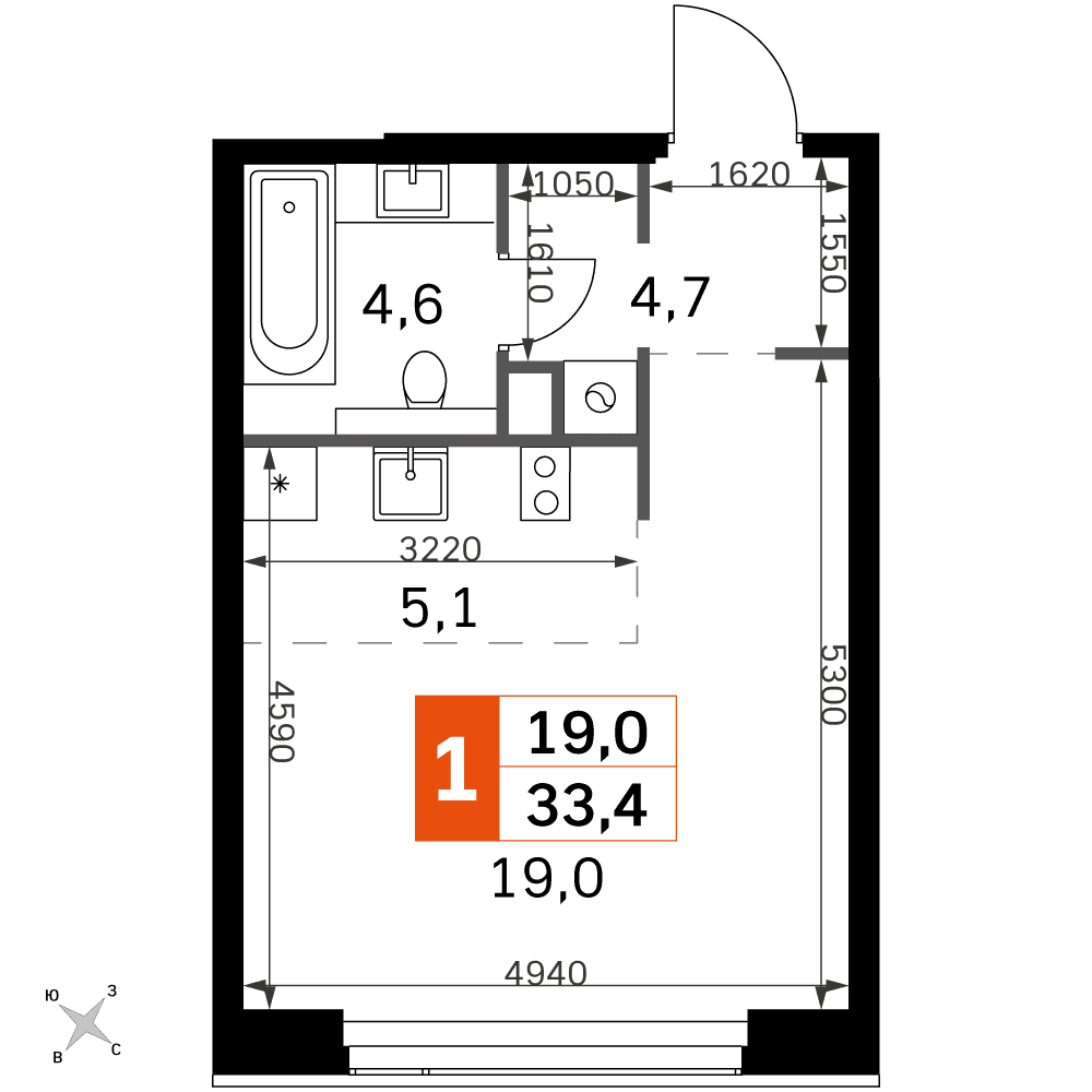 Amber City Москва — планировка Студия