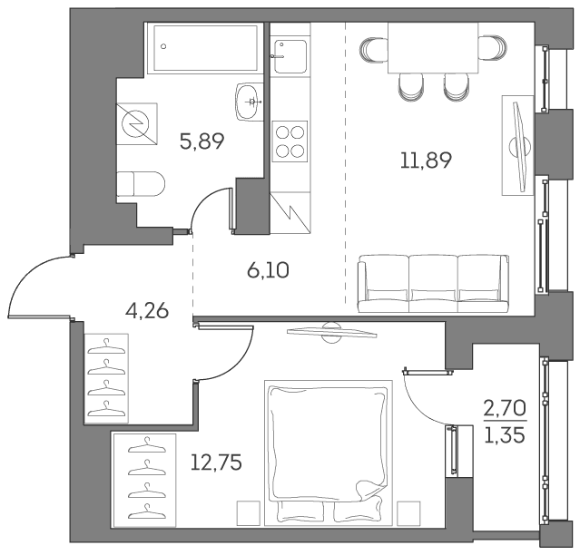 Аквилон BESIDE 2.0 Москва — планировка 1