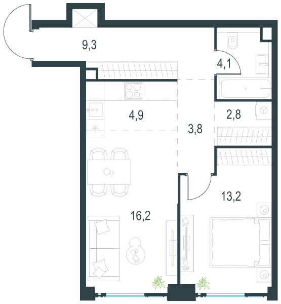 Level Мичуринский, этапы 1 и 2 Москва — планировка 2