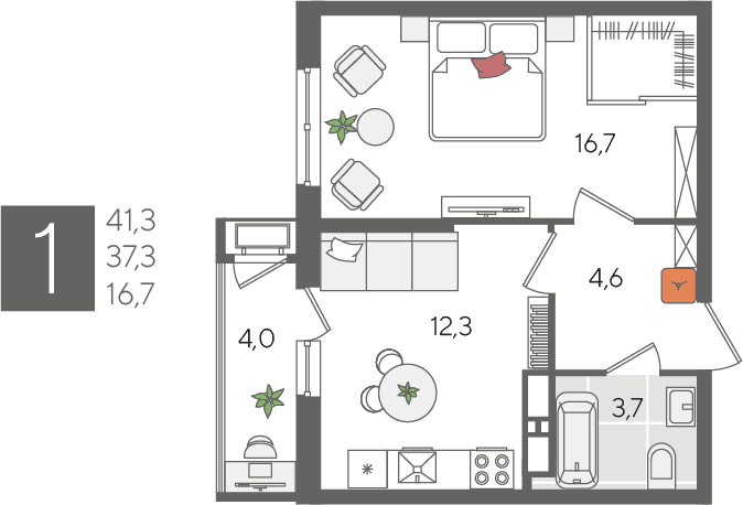 Рекорд 2 Краснодар — планировка 1