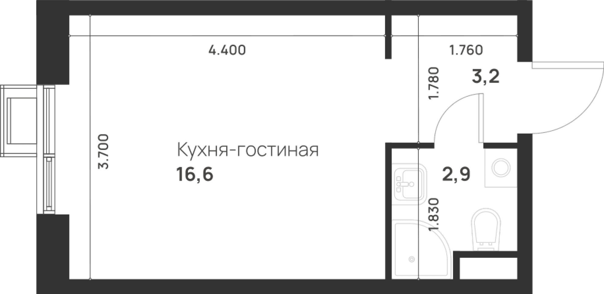 Foreville Москва — планировка Студия
