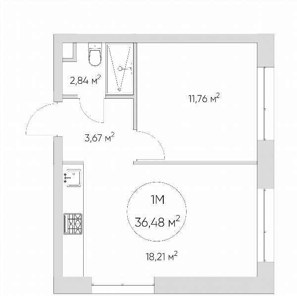 Nice loft Москва — планировка 1-комнатные апартаменты