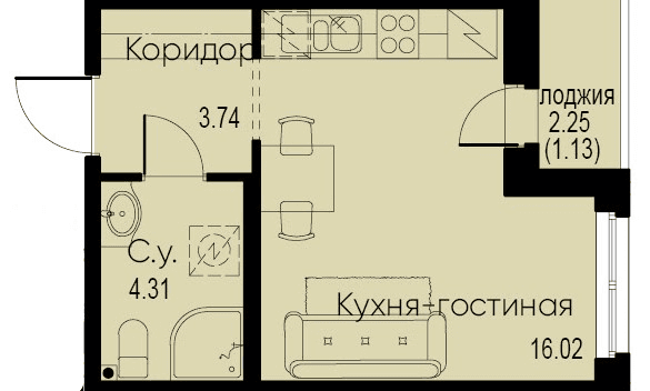 iD Murino II Санкт-Петербург — планировка Студия
