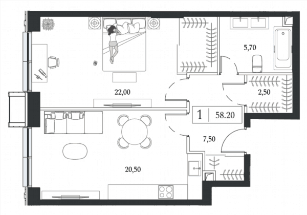 Dream Towers Москва — планировка 1