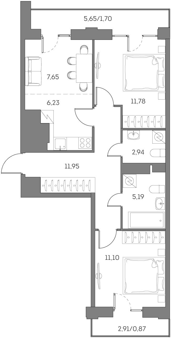 Аквилон BESIDE 2.0 Москва — планировка 1