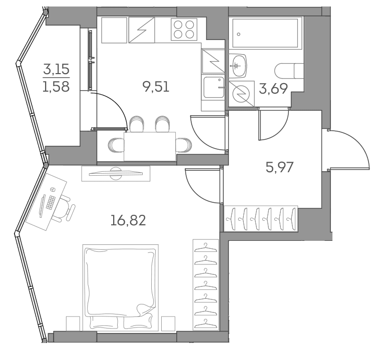 Аквилон BESIDE 2.0 Москва — планировка 1