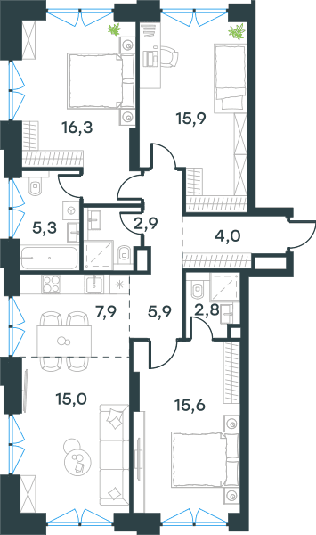 Level Причальный Москва — планировка 4