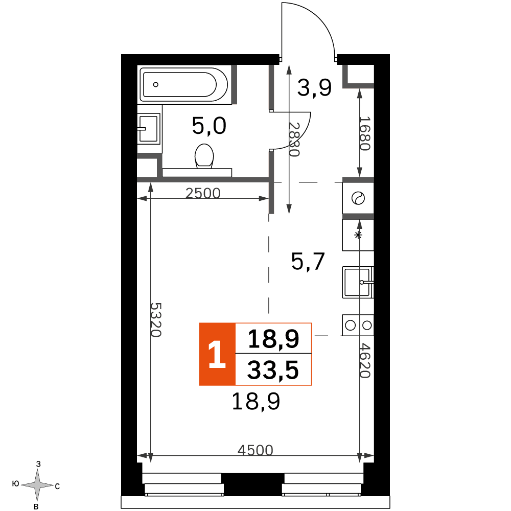 Amber City Москва — планировка Студия