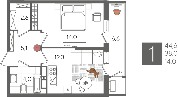 Рекорд 2 Краснодар — планировка 1