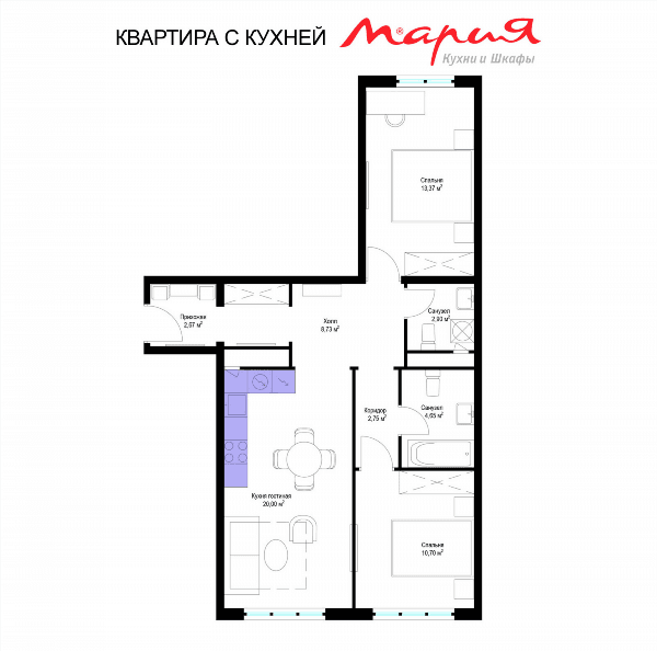 У реки. Эко Видное 2.0 Москва — планировка 3