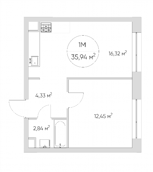 Nice loft Москва — планировка 1-комнатные апартаменты