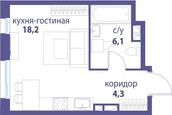 Символ, Вдохновение Москва — планировка Студия