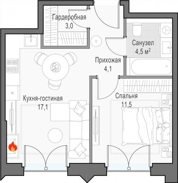 Достижение Москва — планировка 1