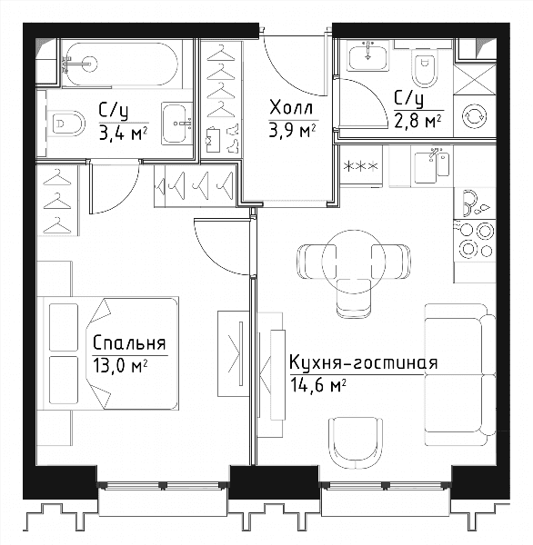 Павелецкая Сити Москва — планировка 1