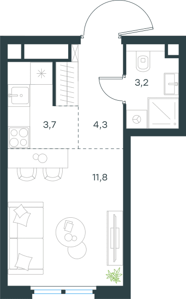 Level Нижегородская Москва — планировка Студия