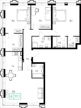 Skolkovo ONE Москва — планировка 3