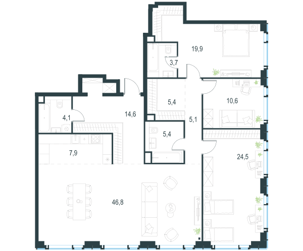 Level Мичуринский, этапы 1 и 2 Москва — планировка 4