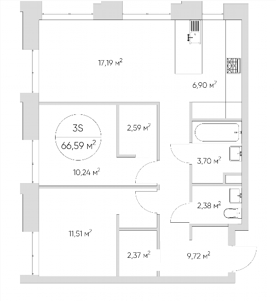 Nice loft Москва — планировка 3-комнатные апартаменты