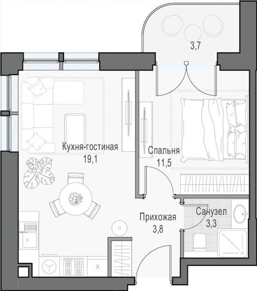 Достижение Москва — планировка 1