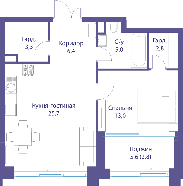 Река, Река-3 | Клубный дом Москва — планировка 1