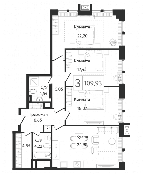 Dream Towers Москва — планировка 3