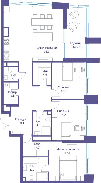 Река, Река-3 | Клубный дом Москва — планировка 3