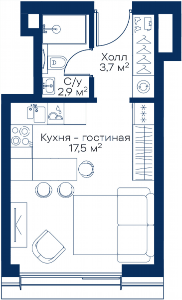 City Bay Москва — планировка Студия