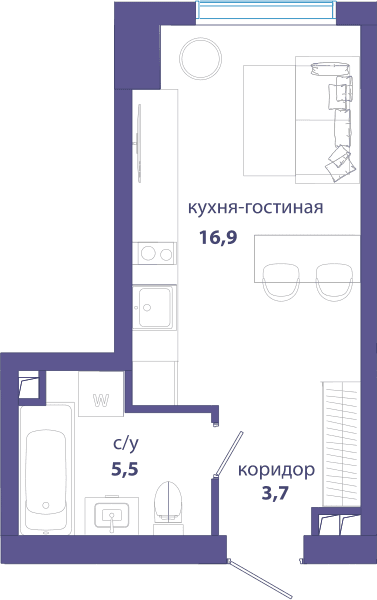 Событие, Событие 4 Москва — планировка Студия