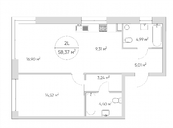 Nice loft Москва — планировка 2-комнатные апартаменты