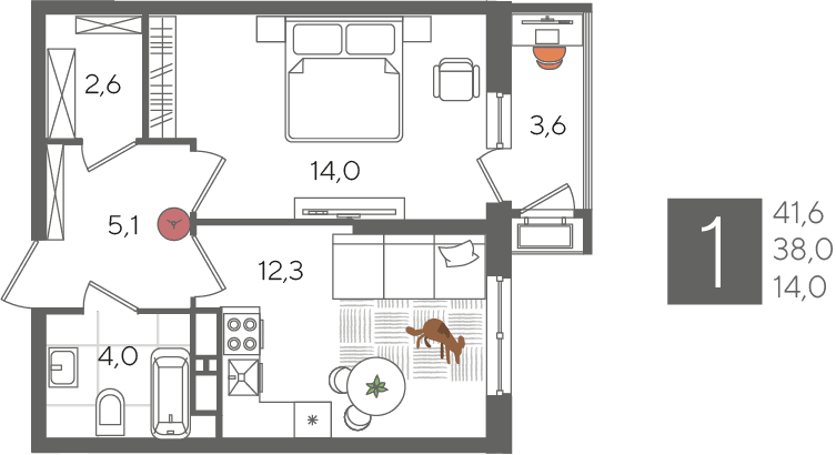 Рекорд 2 Краснодар — планировка 1