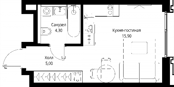 Cityzen Москва — планировка Студия