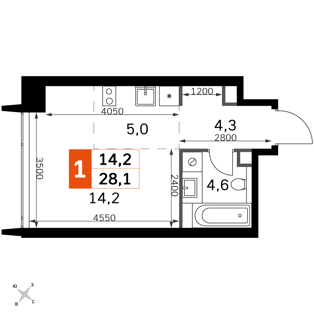 Amber City Москва — планировка Студия