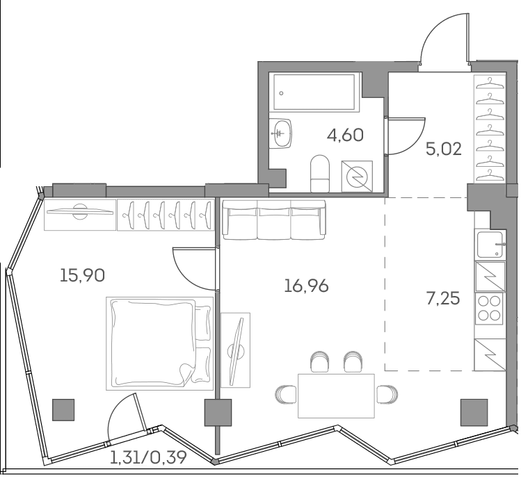 Аквилон BESIDE 2.0 Москва — планировка 1