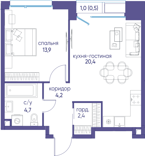 Остров, Остров.6 Москва — планировка 1