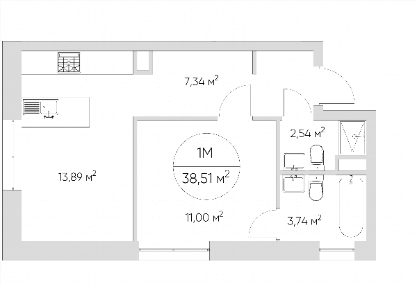 Nice loft Москва — планировка 1-комнатные апартаменты