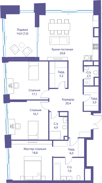 Река, Река-3 | Клубный дом Москва — планировка 3