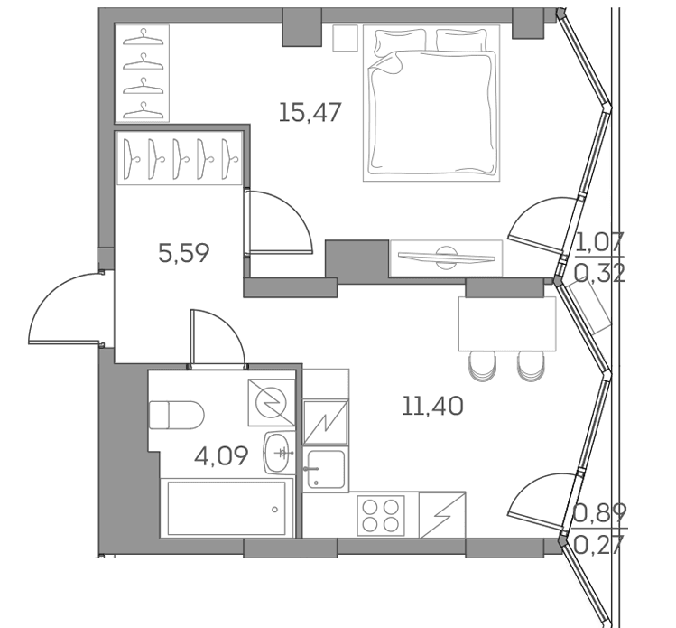 Аквилон BESIDE 2.0 Москва — планировка 1