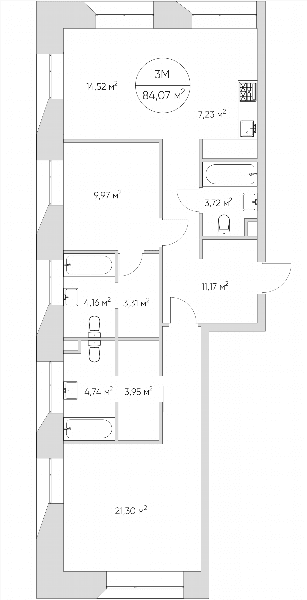 Nice loft Москва — планировка 3-комнатные апартаменты