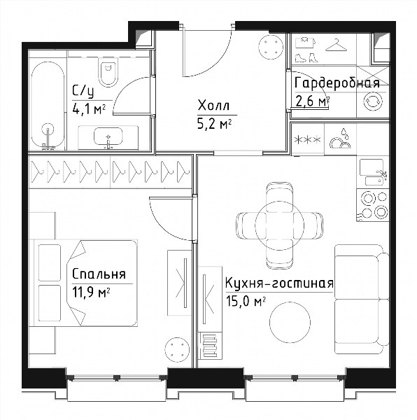 Павелецкая Сити Москва — планировка 1
