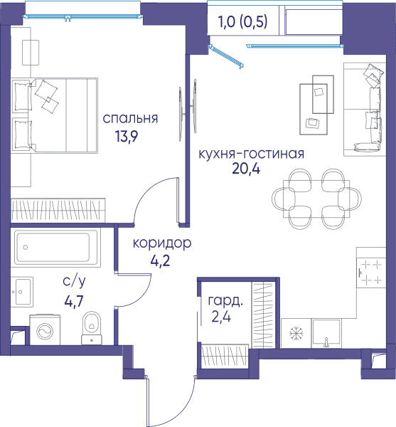 Остров, Остров.6 Москва — планировка 1