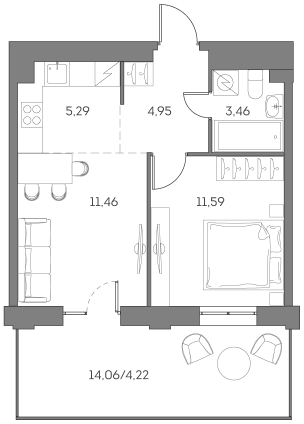 Аквилон BESIDE 2.0 Москва — планировка 1