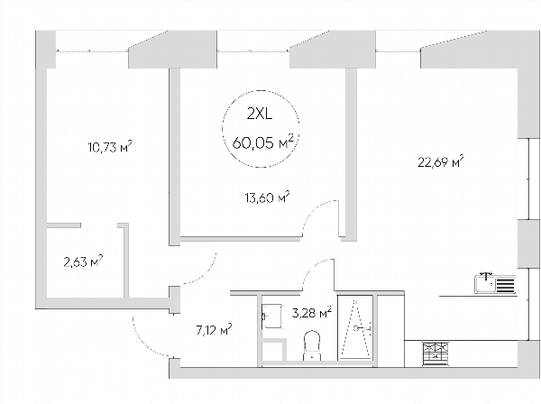 Nice loft Москва — планировка 2-комнатные апартаменты