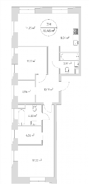 Nice loft Москва — планировка 3-комнатные апартаменты