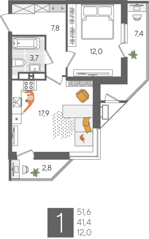 Рекорд 2 Краснодар — планировка 1