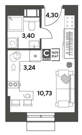 Публицист Пушкино — планировка Студия