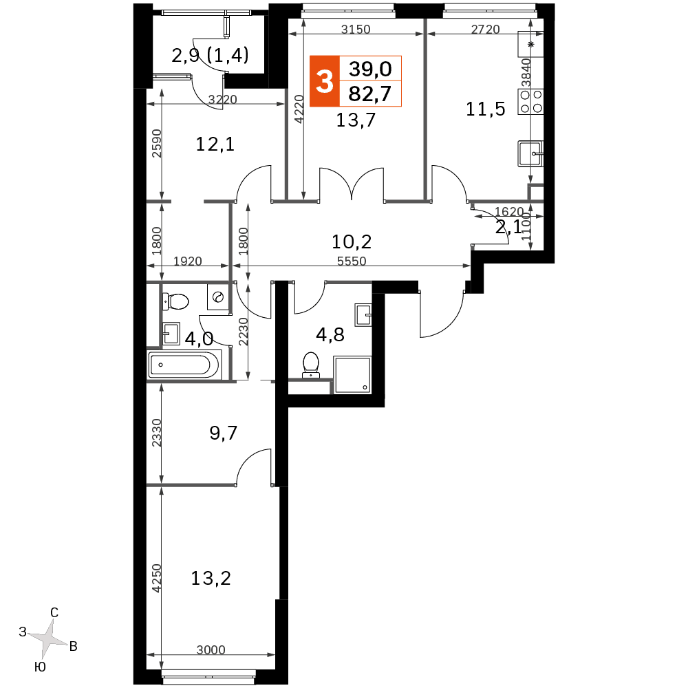Sky Garden Москва — планировка 3