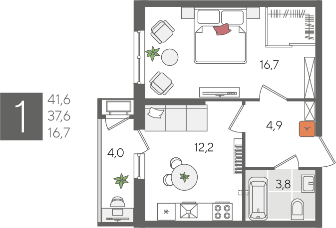 Рекорд 2 Краснодар — планировка 1