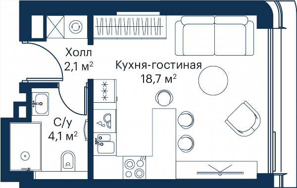 City Bay Москва — планировка Студия