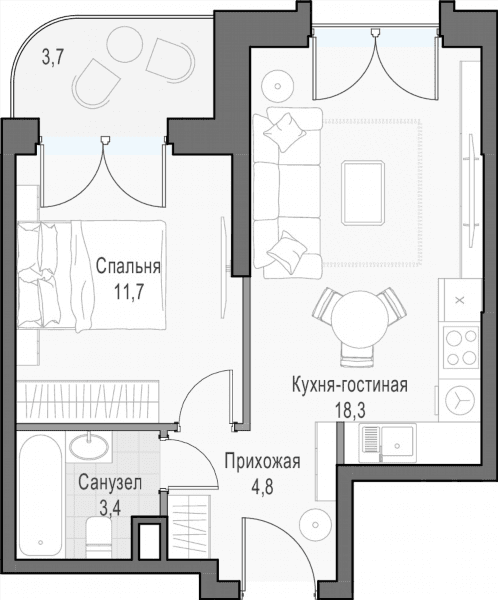 Достижение Москва — планировка 1
