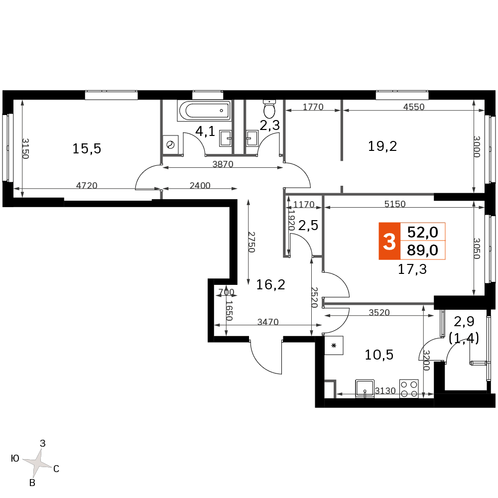 Sky Garden Москва — планировка 3